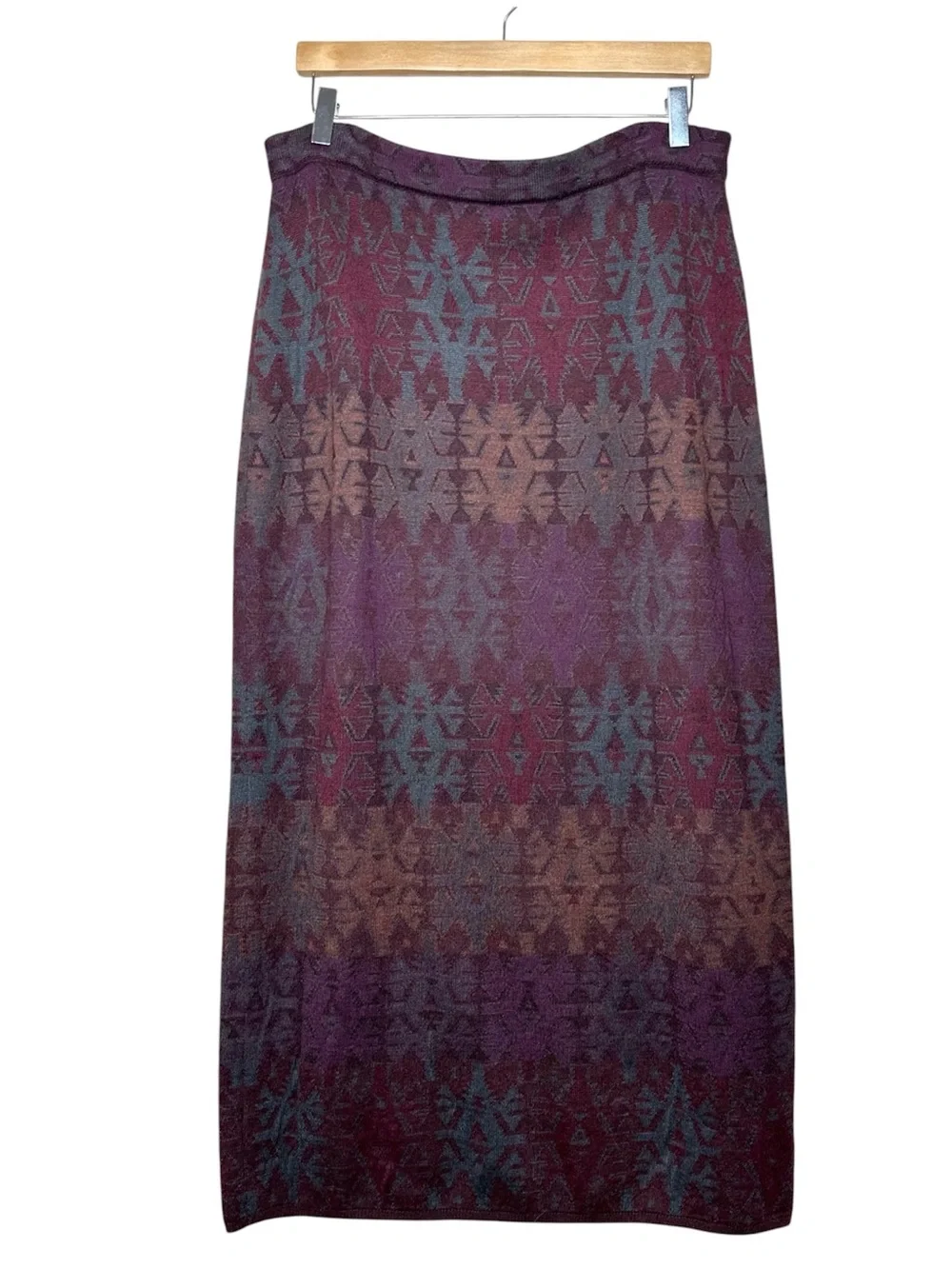 Peruvian Connection Baby Alpaca Blend Midi Skirt Size XL Patterned Aztec Print